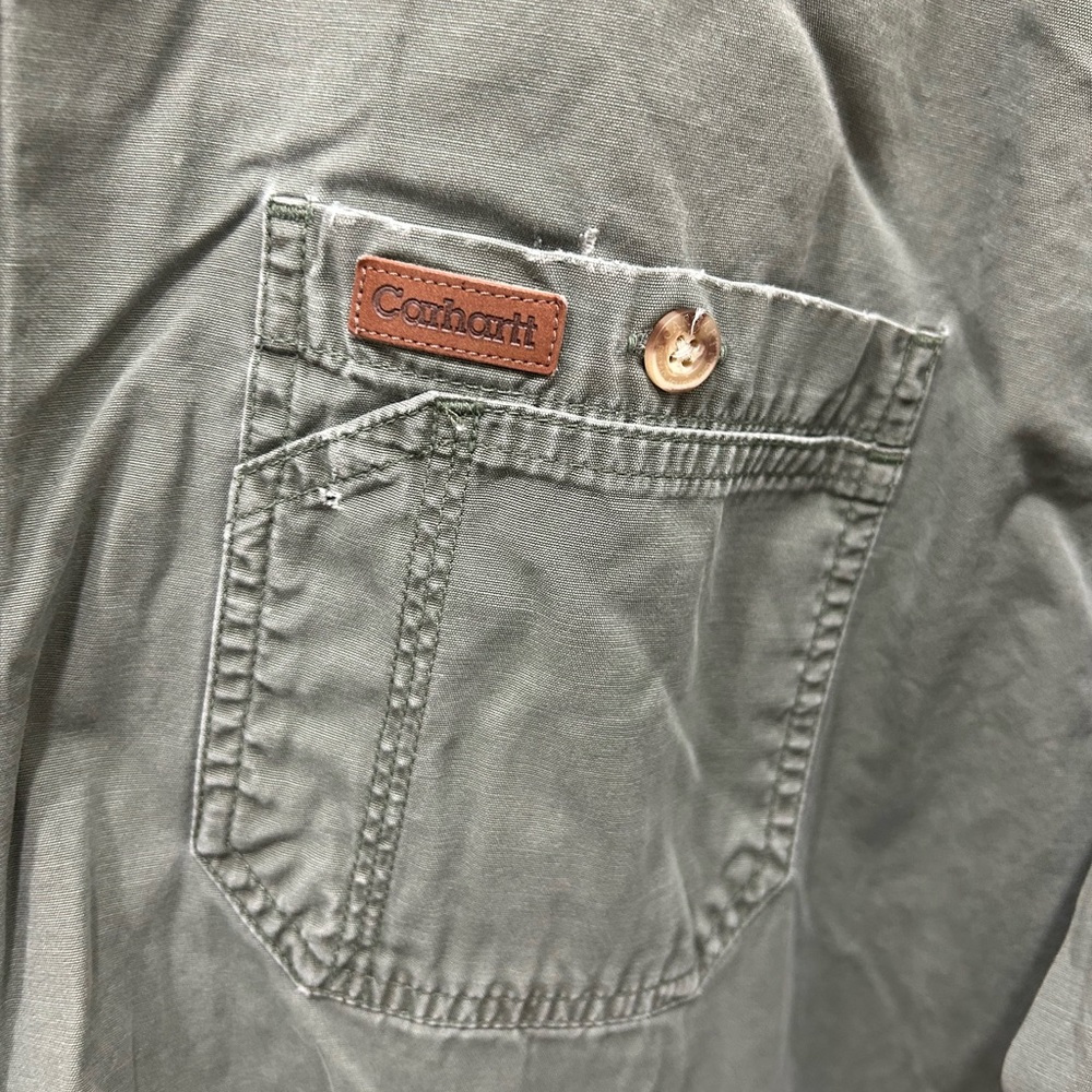 Carhartt Olive Green and Tan Contrast Collar Work Shirt - Picture 4 of 8